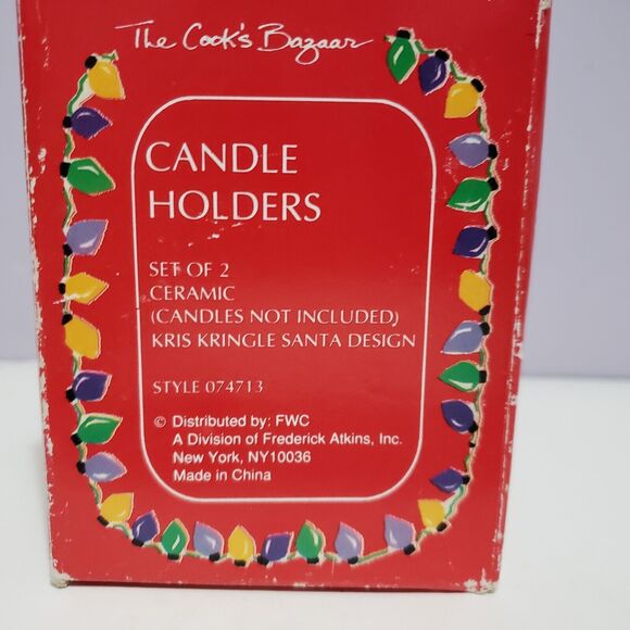 Cookk's Bazaar Vintage Set of Santa Candle Holders  Christmas In Box - Picture 4 of 12